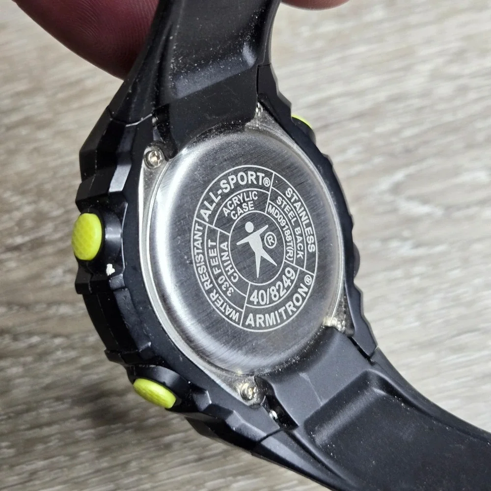 Armitron Men's All Sport Digital Watch 40/8249 Black Lime 330ft Water Resistant